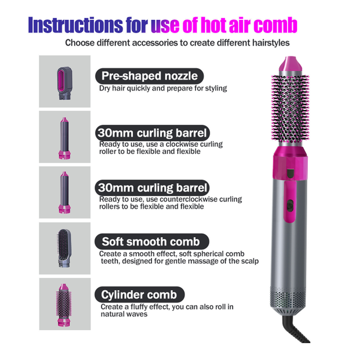 💁‍♀️ 5-in-1 Hot Hair Brush – Style, Dry, and Shine in One Go! ✨